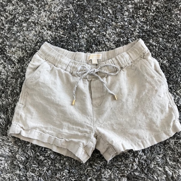 MICHAEL Michael Kors Pants - Michael Kors Khaki Linen Drawstring Shorts Size 6